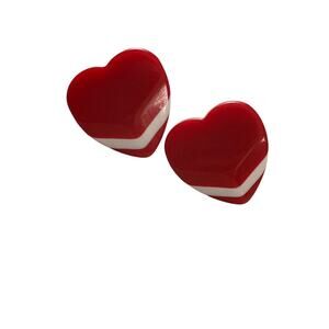 Vintage Red Heart Stud Earrings